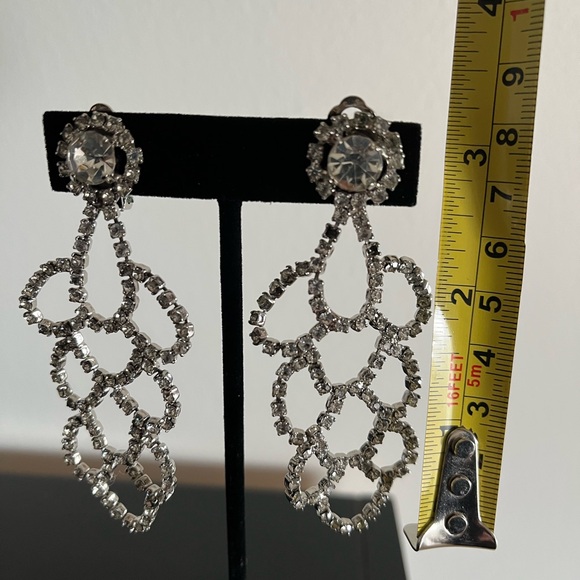 Dangle Rhinestone Earrings - Picture 3 of 10
